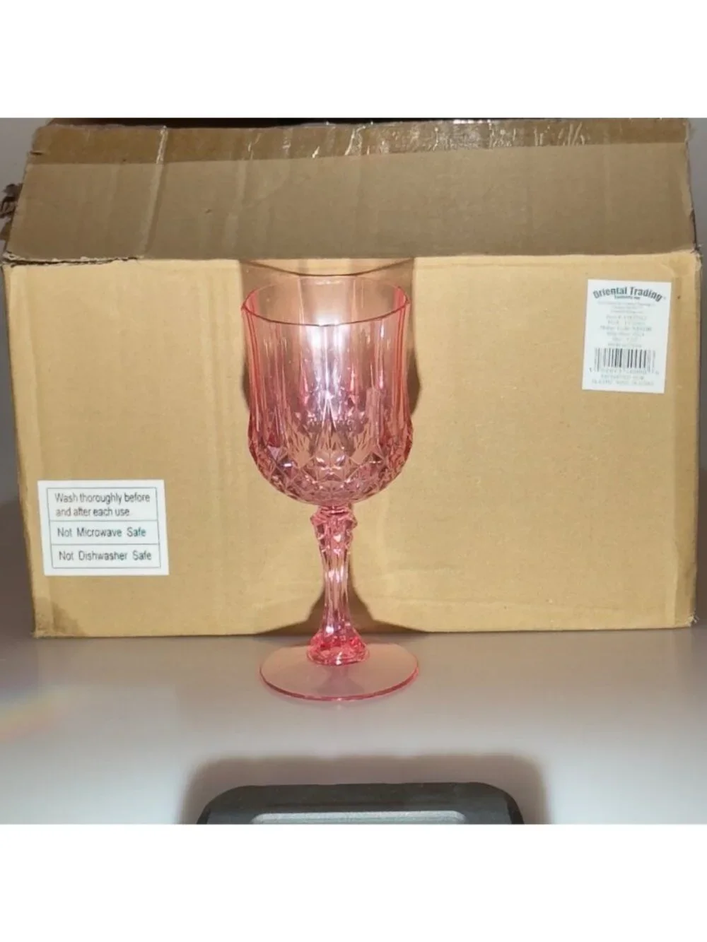 Patterned Pink Plastic Wine Glasses By Oriental Trading Set of 9